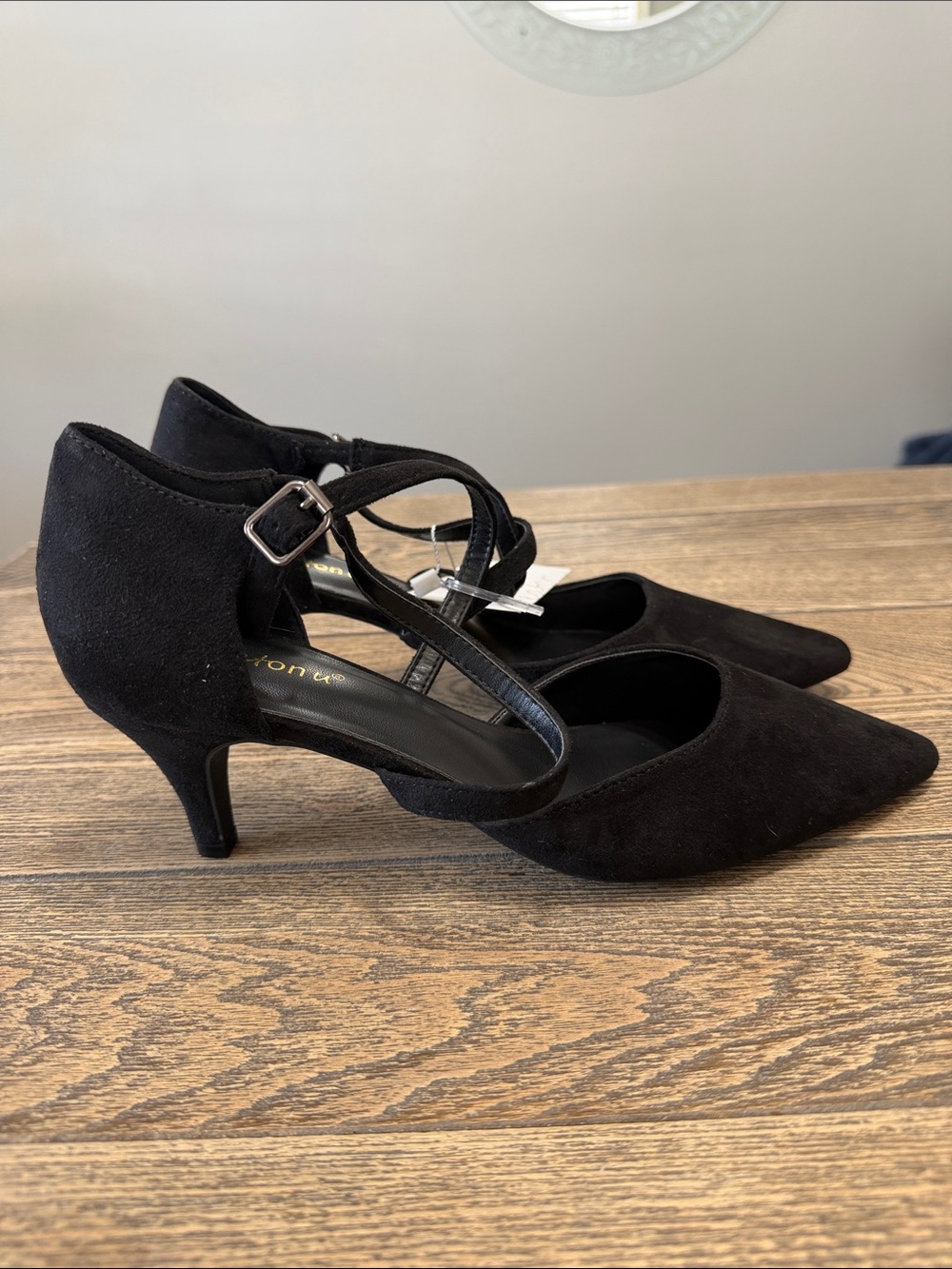 Black Suede Pointed-Toe Ankle-Strap Heels for Women 9 Night-Out Party Cocktail